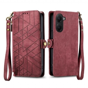 Lederhüllen Für Poco X7 Pro 5g Geldbörse Mit Geometrischen Linien