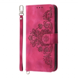 Lederhüllen Poco X7 Pro 5g Blumenmuster Mit Riemen Und Schultergurt