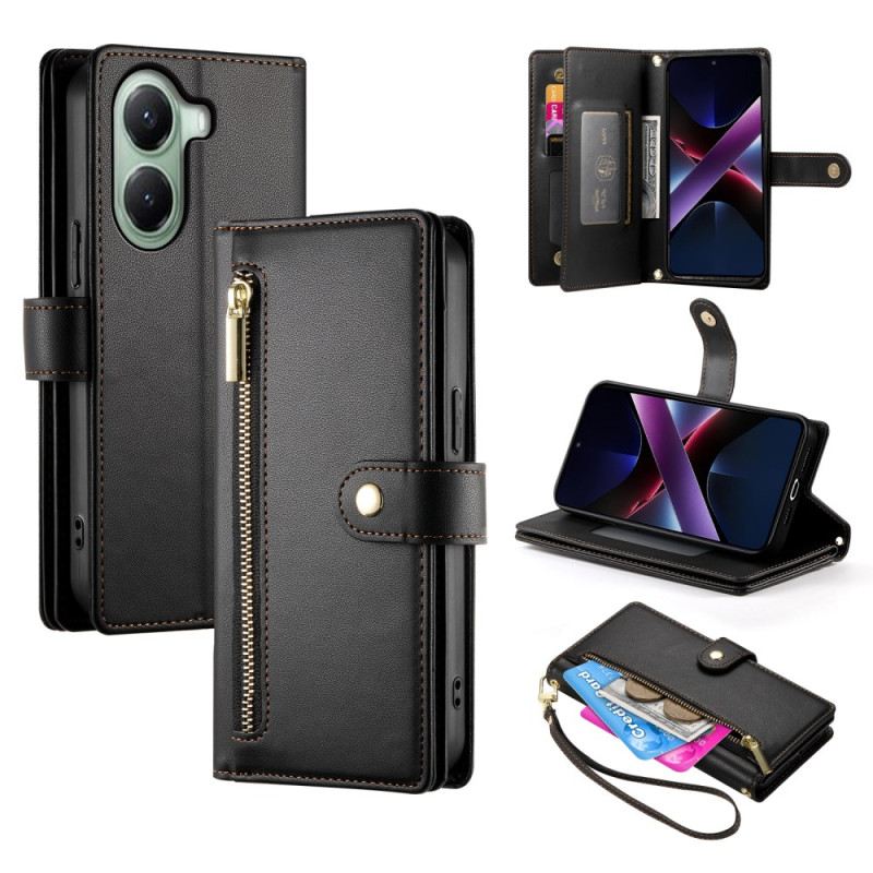 Lederhüllen Poco X7 Pro 5g Handyhülle Geldbörse Mit Riemen Und Schulterriemen