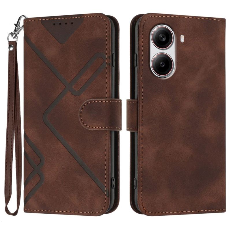 Lederhüllen Poco X7 Pro 5g Handyhülle Geometrische Linien Mit Riemen