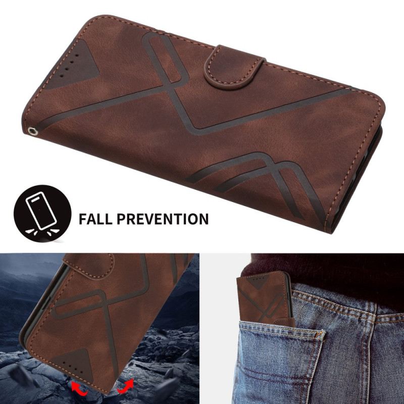 Lederhüllen Poco X7 Pro 5g Handyhülle Geometrische Linien Mit Riemen