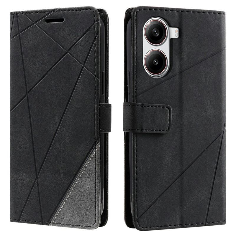 Lederhüllen Poco X7 Pro 5g Handyhülle Zweifarbige Geometrische Linien