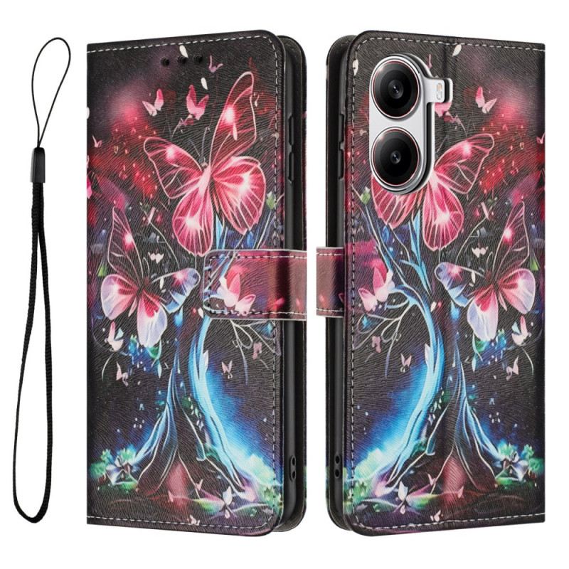Lederhüllen Poco X7 Pro 5g Schmetterlinge Im Wahnsinns-look