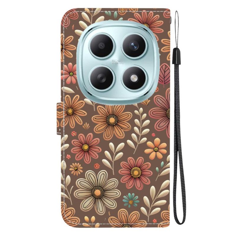 Lederhüllen Für Xiaomi Redmi Note 15 5g Braune Blumen