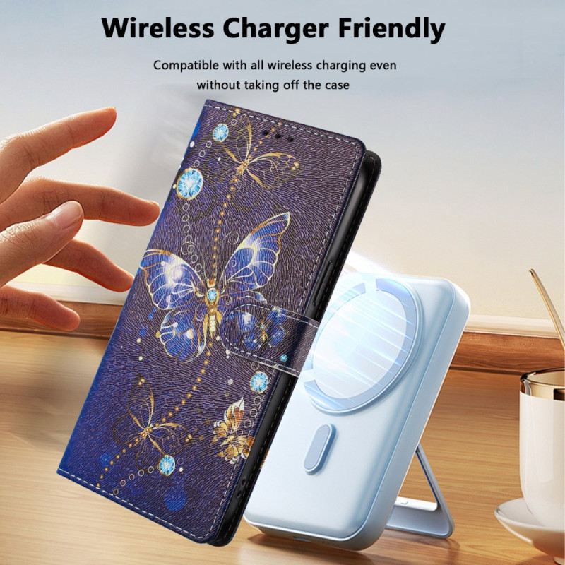 Lederhüllen Xiaomi Redmi Note 15 5g Blauer Schmetterling