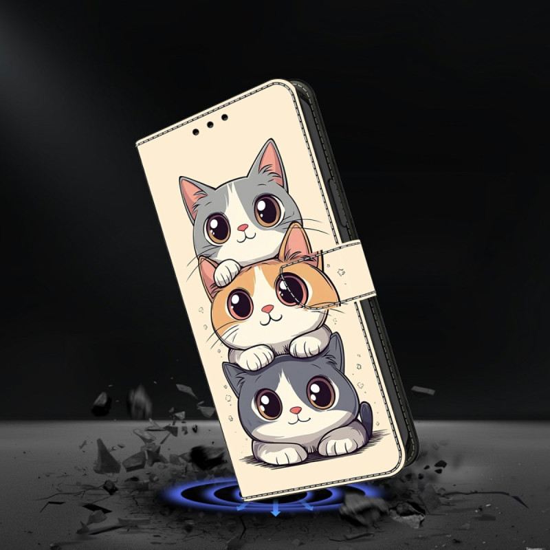 Lederhüllen Xiaomi Redmi Note 15 5g Gestapelte Katzen