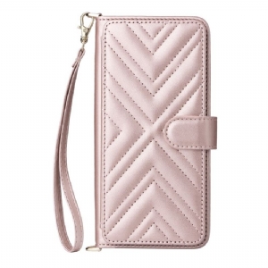 Lederhüllen Xiaomi Redmi Note 15 5g Gesteppt Mit Schulterriemen Armband