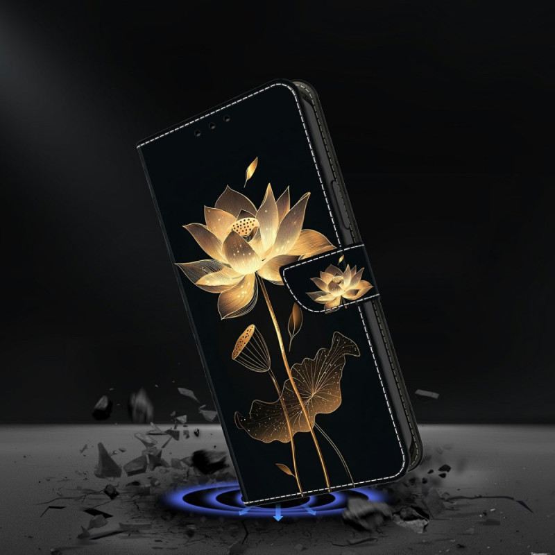 Lederhüllen Xiaomi Redmi Note 15 5g Goldener Lotus