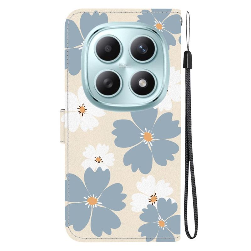 Lederhüllen Xiaomi Redmi Note 15 5g Handyhülle Blaue Gänseblümchen