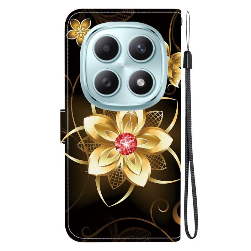 Lederhüllen Xiaomi Redmi Note 15 5g Handyhülle Goldene Blume