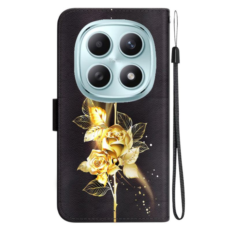 Lederhüllen Xiaomi Redmi Note 15 5g Handyhülle Goldene Schmetterlinge Und Rosa