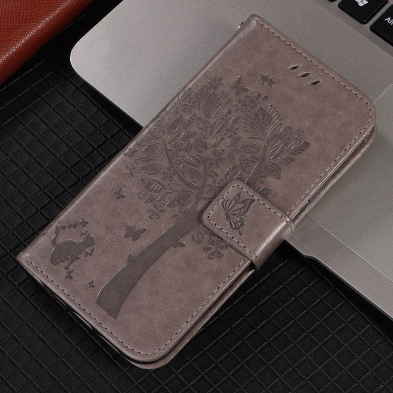 Lederhüllen Xiaomi Redmi Note 15 5g Handyhülle Katzen- Und Baummuster