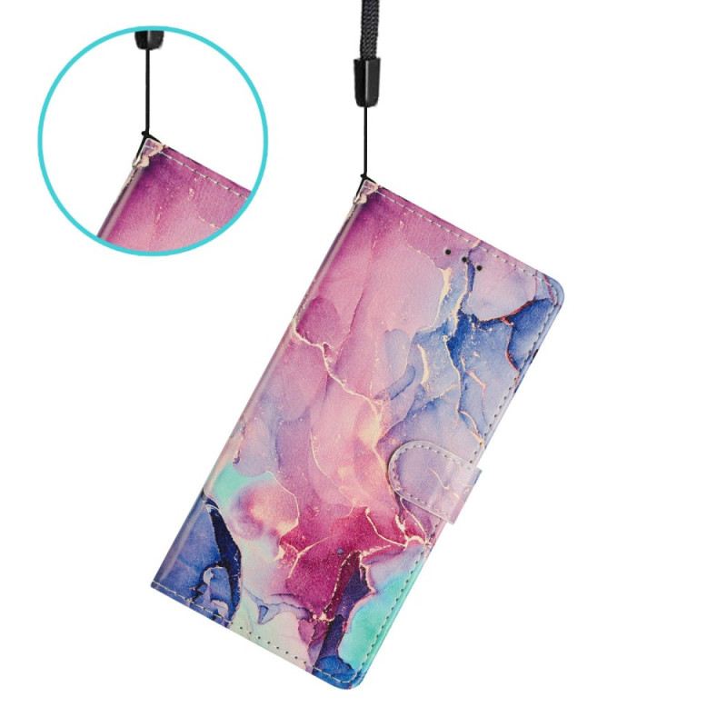 Lederhüllen Xiaomi Redmi Note 15 5g Handyhülle Rosa-grüner Marmor