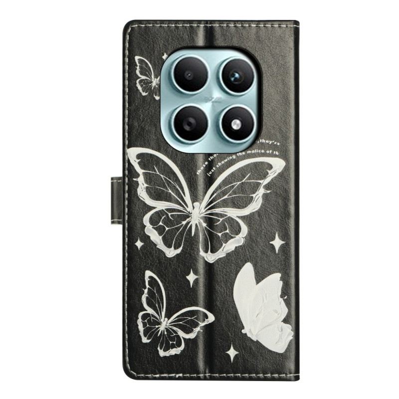 Lederhüllen Xiaomi Redmi Note 15 5g Handyhülle Schwarz-weiße Schmetterlinge