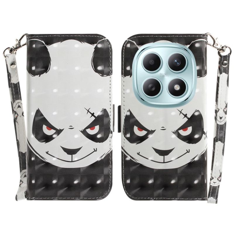 Lederhüllen Xiaomi Redmi Note 15 5g Handyhülle Wütender Panda Mit Umhängeband