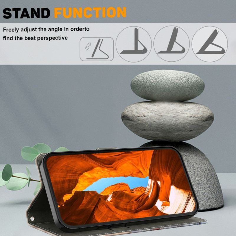 Lederhüllen Xiaomi Redmi Note 15 5g Mit Faltbarem Ständer – Buntes Ziegelmuster