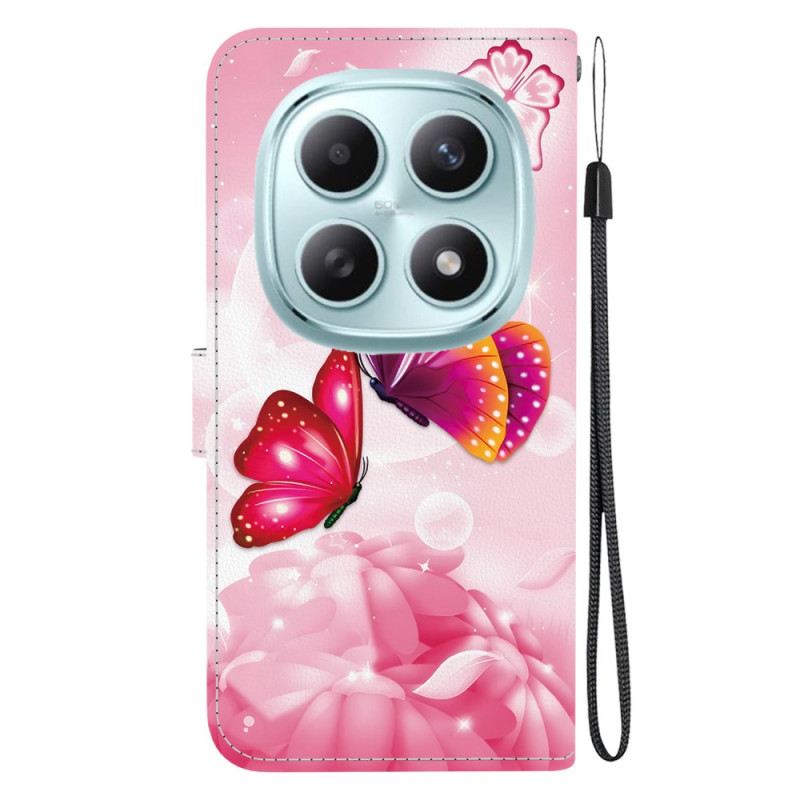 Lederhüllen Xiaomi Redmi Note 15 5g Rosa Schmetterlinge