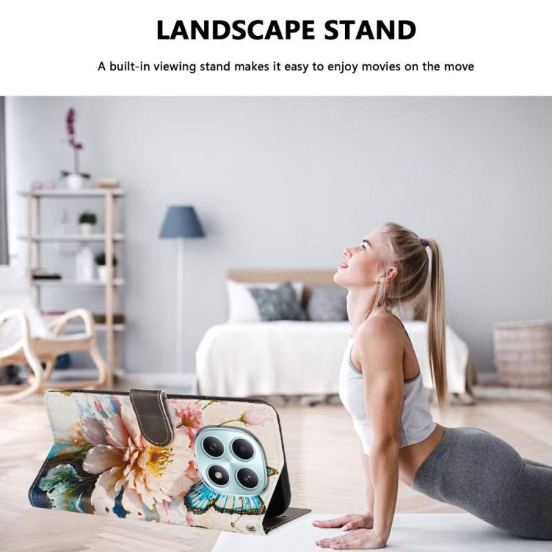 Lederhüllen Xiaomi Redmi Note 15 5g Schmetterling Und Blumen