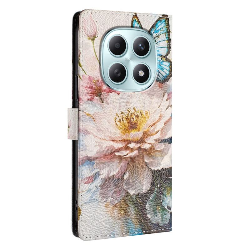 Lederhüllen Xiaomi Redmi Note 15 5g Schmetterling Und Blumen
