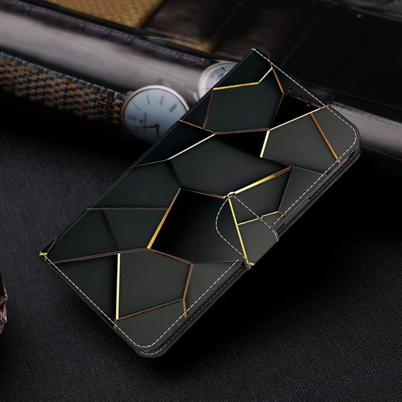 Lederhüllen Xiaomi Redmi Note 15 5g Schwarz-gold-muster