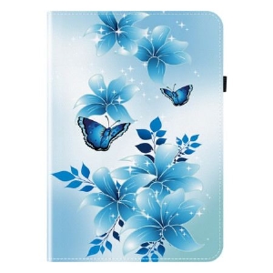 Case Für iPad (2025) Blaue Schmetterlinge Und Blumen