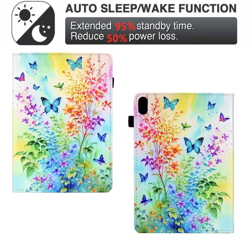 Case iPad (2025) Handyhülle Blumen Und Schmetterlinge