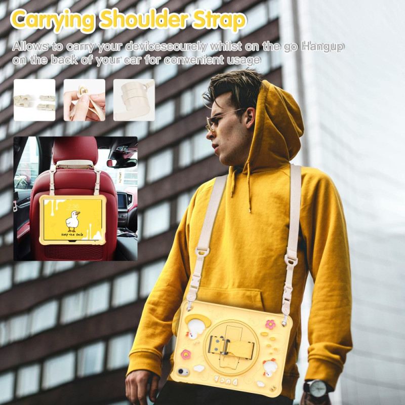 Hülle iPad (2025) Enten-ständer Mit Schultergurt Für Kinder