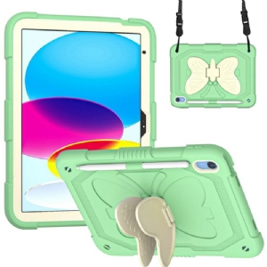 Hülle iPad (2025) Robuster Schultergurt Mit Schmetterlingsmotiv