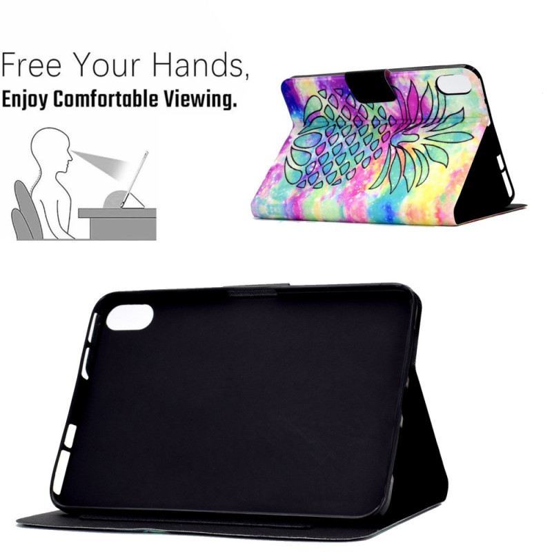 Lederhüllen iPad (2025) Grafische Ananas