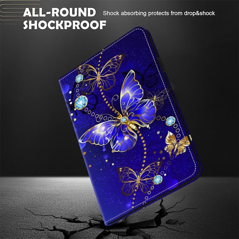 Case Für Xiaomi Pad 7 / 7 Pro Blaue Schmetterlinge Und Diamanten