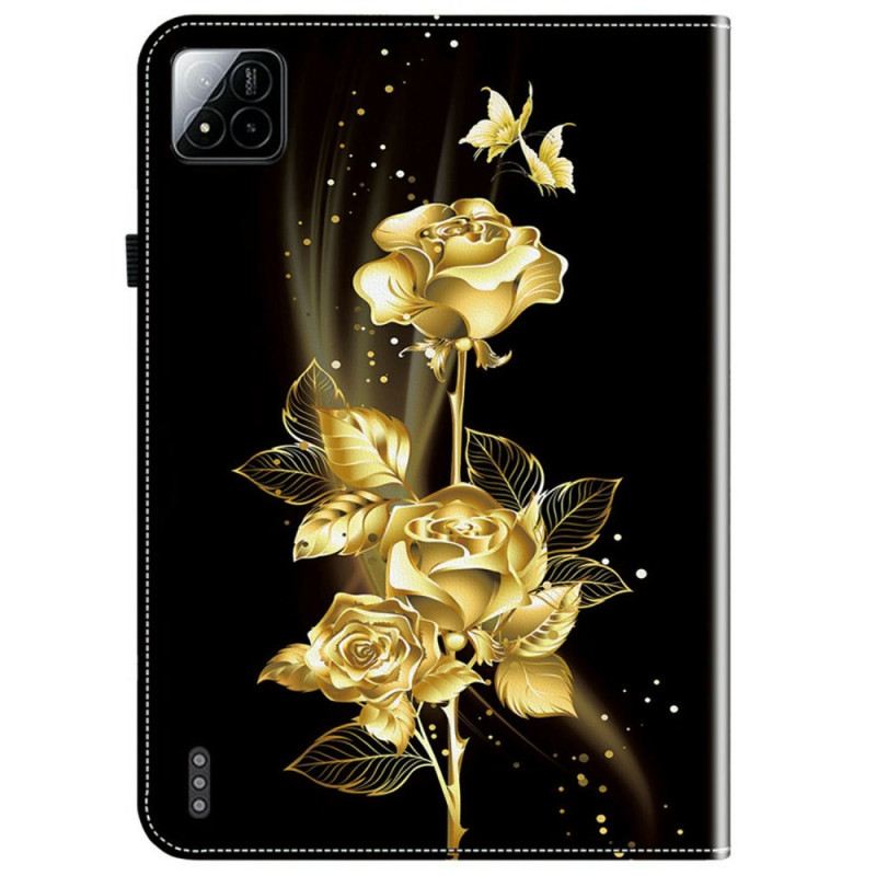Lederhüllen Xiaomi Pad 7 / 7 Pro Handyhülle Goldene Rosen Und Schmetterlinge